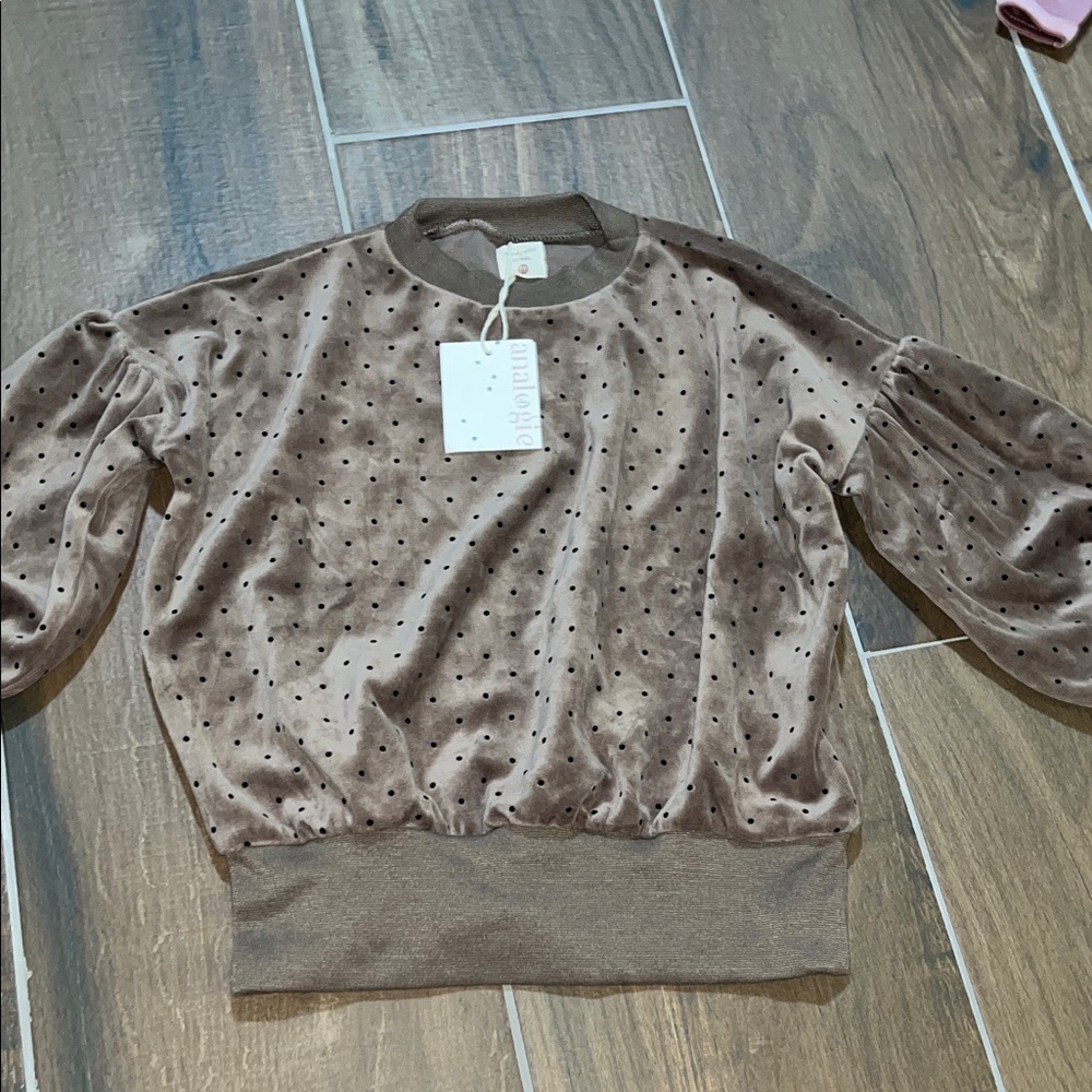 Analog Brown Polka Dot Kids Top